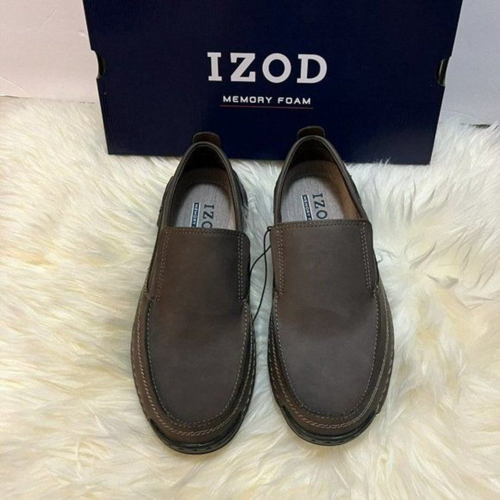 NEW!! Izod Thomas Men's Brown Slip-On Memory Foam Shoes Size 10,10.5, 11 12 - Picture 10 of 11